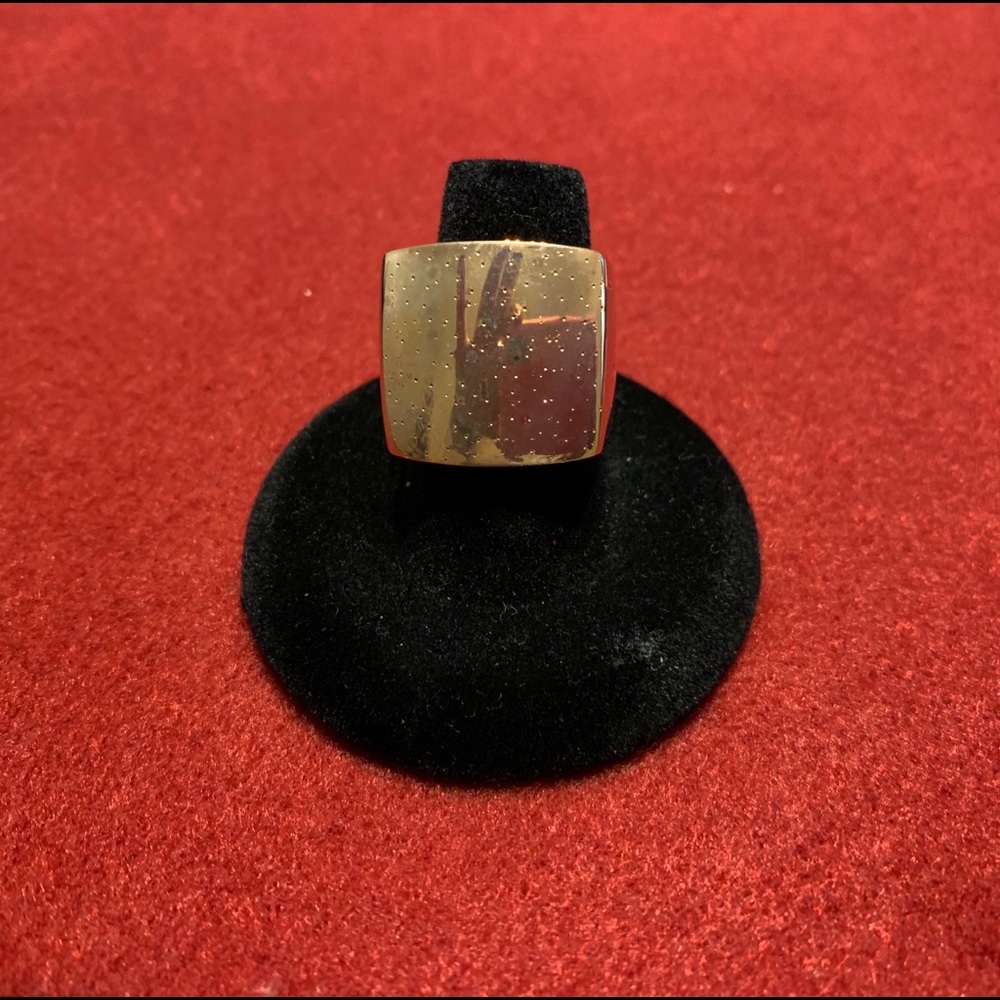 Square Sterling Silver Ring w/ Gold Overlay. Sz 7